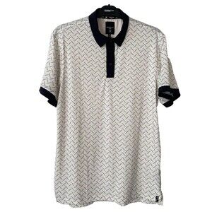 Kenneth Cole Golf Men's Polo‎ Over Print White Wicking Size M